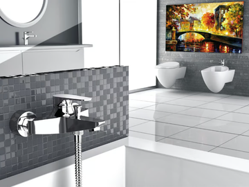 CLASS LINE - Wall-mounted bathtub mixer with hand shower by Remer Rubinetterie - view 3